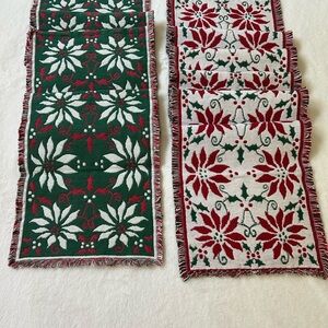 Festive Holiday Table Runner Set - Green and Red